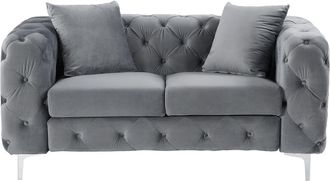 VENTE-UNIQUE.COM Sof&aacute; fijo terciopelo 2 plazas gris antracita 162x91cm