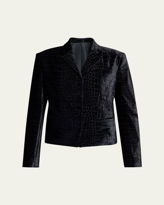 Tom Ford Croc-Embossed Velvet Single-Breasted Jacket