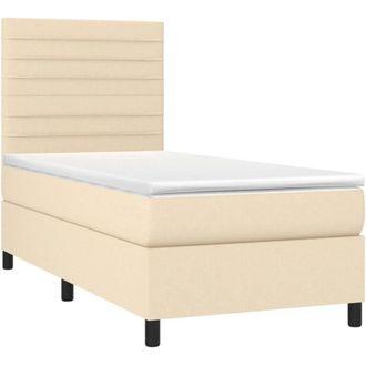 vidaXL Vidaxl - Cama Box Spring Con Colch&oacute;n Tela Color Crema 90x200 Cm