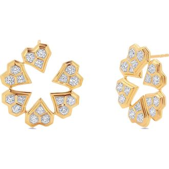 Sara Weinstock Honeycomb Diamond Heart Hoop Earrings in Yellow at Nordstrom