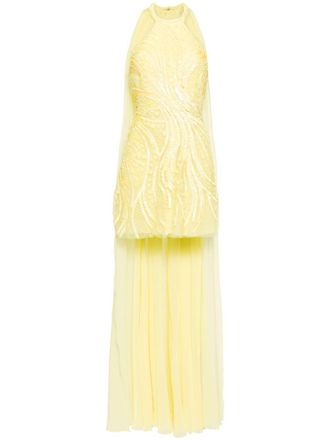 Elie Saab sequinned mini dress - women - Silk - 36 - Yellow