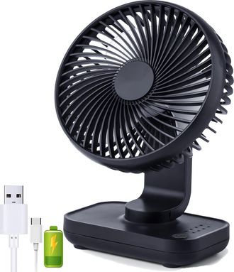 OEM Ventilador De Mesa Silencioso De 4 Velocidades Con &Aacute;ngulo Ajustable De 90&deg;, Mini Ventilador De Escritorio Recargable Por Usb, Perfecto Para El Dormito