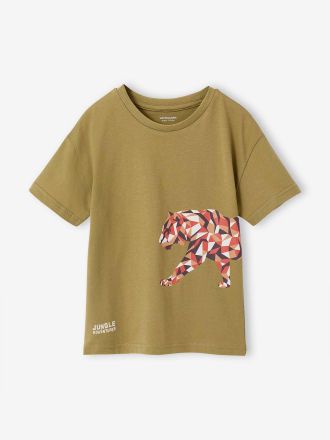 Vertbaudet T-shirt manches courtes tigre olive