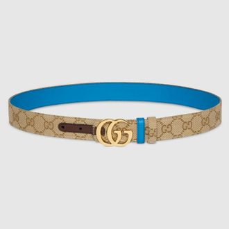 Gucci Reversible GG Marmont Belt, Beige, GG Canvas