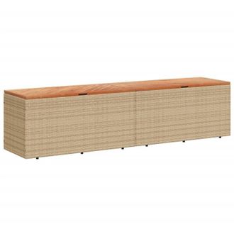 vidaXL Caja De Almacenaje Jard&iacute;n Madera Acacia Rat&aacute;n Beige 220x50x54cm Vidaxl