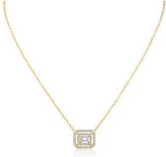 Kenneth Jay Lane Round & Emerald Cut Cubic Zirconia Pendant Necklace in Clear/Gold at Nordstrom Rack, Size 17