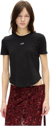 Ann Demeulemeester Floor Micro T-Shirt - Dames - T-shirts - Zwart - L - Katoen - Tops