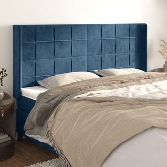 vidaXL Cabecero Con Orejas De Terciopelo Azul Oscuro 183x16x118/128 Cm Vidaxl