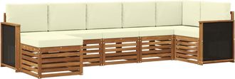 vidaXL Conjunto De Sof&aacute;s De Exterior 6 Uds. Natural Y Crema Vidaxl