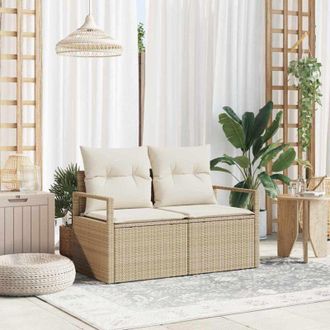 vidaXL Sof&aacute; De Jard&iacute;n Con Coj&iacute;n Beige 120 X 62 X 69cm Rat&aacute;n Sint&eacute;tico Vidaxl