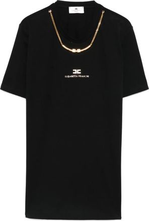Elisabetta Franchi T-shirt con decorazione a catena - Nero