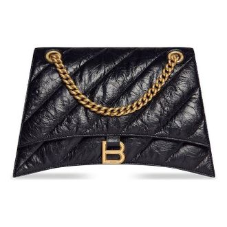 Balenciaga (WMNS) Balenciaga Crush Medium Chain Bag Quilted Black 716393210J11000