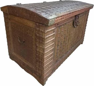 Wanderlust Deco Ba&uacute;l De Madera Y Metal Acabado Artesanal Marr&oacute;n 166x94x104h Cm