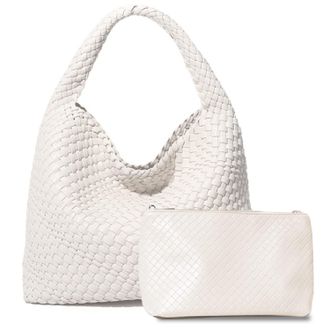 Generic Dyalsa Women Woven Handbag Soft Vegan Leather Shoulder Bag Summer Handmade Hobo Bag Clutch Bag Set for Work Travel (AL-007OFWT)