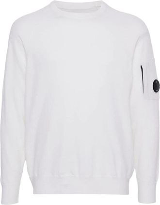 C.P. Company Merino Wol Crew Neck Gebreide Trui - Heren - Ronde hals truien - Wit - M - Wol - Truien & Vesten