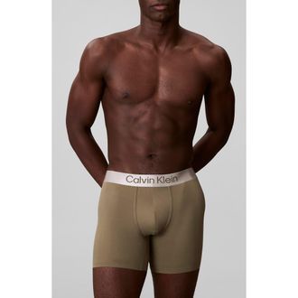 Calvin Klein Brushed Microfiber Jersey Boxer Briefs in Brush Green at Nordstrom, Size Medium