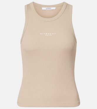 Givenchy Top in jersey di cotone a coste con logo