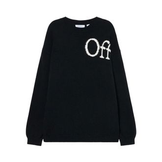 Off-white Sweatshirts, male, Black, Size: L 44Mhe20Qs26K001001 Crewneck Sweater