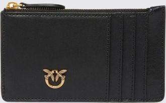 Pinko Portacarte piatto in pelle con logo Love Birds e chiusura a zip