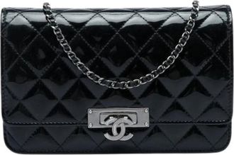 Chanel Pre-owned Patent Leather Crossbody Flap - Dames - Vintage Schoudertas - Zwart - ONE Size - Leer - Vintage