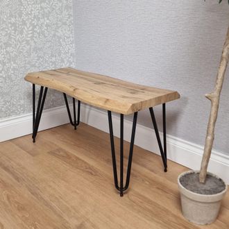 Kosy Koala Wooden Bench With Metal Hairpin Legs for Dining Room, Work, or Study in Brown