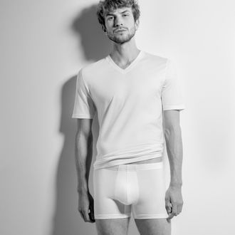 Isa V-Shirt ISA BODYWEAR 319120, Herren, Gr. XXL, weiss (0100), Single Jersey, Obermaterial: 95% Baumwolle, 5% Elasthan, unifarben, Basic, V-Ausschnitt, S