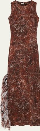 Loewe Feather Detail Tank Maxi Dress
