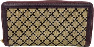 Gucci Beige Bordeaux Canvas Long Wallet (Bi-Fold) (Pre-Owned)