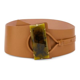 Alberta Ferretti Leather Belt with Buckle - female - Alberta Ferretti - Belts - Brown - S - Accessories
