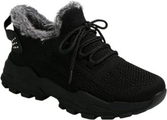 Generic Womens Plus Size Warm Fleece Lined Boots, Casual Snow Boots for Fall Winter, Comfortable Outdoor Indoor Sneakers (Black,6.5)