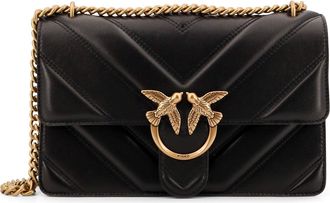 Pinko Love One Classic Matelassé Leather Shoulder Bag With Love Birds Buckle-Donna