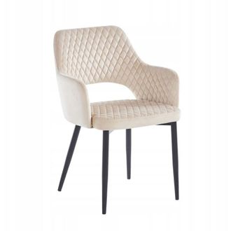 OEM Silla Acolchada De Terciopelo Beige Claro Furnitex Con Estructura Negra Loft