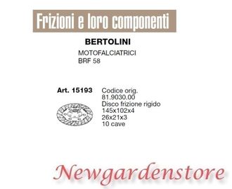 Bertolini Disco De Embrague R&iacute;gido Cortac&eacute;sped De 10 Ranuras Brf 58 Bertolini 15193 81.9030.00