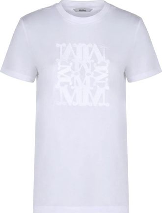 Max Mara Bravo Geborduurd Katoenen T-shirt - Dames - T-shirts - Wit - M - Katoen - Tops