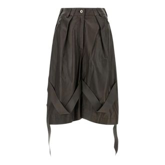 The Attico Leren shorts met wijde pijpen - Dames - Korte broeken - Bruin - Maat: XS