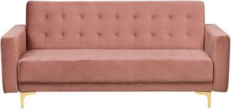 Beliani Sofa Bed 3 Seater ABERDEEN Velvet Pink