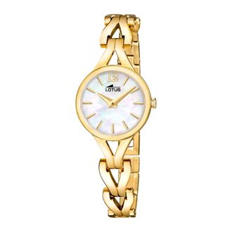 Lotus Rond Roestvrij Stalen Horloge - Dames - Horloges - Geel - ONE Size - Accessoires