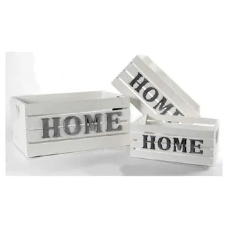 Trade Shop Trade Shop Traesio - Kaela - Set 3 Cassette Cassettina Portapianta Legno 16/14/10cm Home Deluxe Bianco 736124