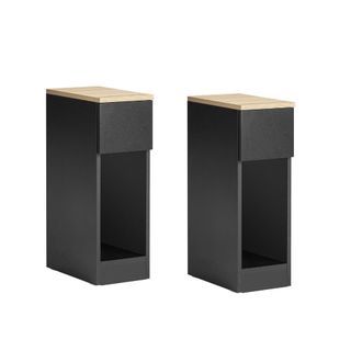 SoBuy Set de 2 mesitas de noche con 1 caj&oacute;n madera negro