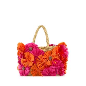 Valentino Garavani Embellished Raffia Vlogo Signature Handbag