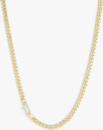 Melinda Maria Womens Julian Pav&eacute; Lock Necklace - 5Mm In Gold/white
