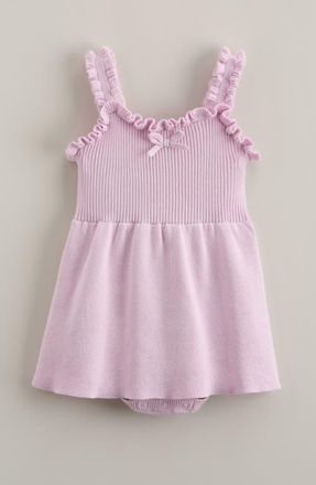 Nordstrom Ruffle Accent Skirted Sweater Bodysuit in Pink Windsome at Nordstrom, Size 12M