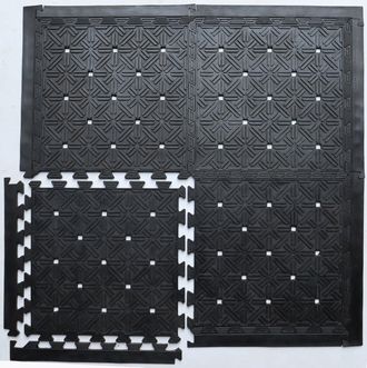 Imports Decor Rubber Interlocking Floor Tiles Set of 4, Non-Slip Wrought Iron Design Mats, Indoor Outdoor Natural & Recycled Rubber Flooring for Pool, Patio