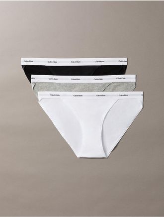 Calvin Klein Womens Cotton Stretch Rib 3-Pack String Bikini - Multi - XL