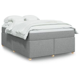 vidaXL Vidaxl - Cama Box Spring Con Colch&oacute;n Tela Gris Claro 140x190 Cm