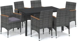 vidaXL Set De Muebles Jard&iacute;n 7 Pzas Con Cojines Rat&aacute;n Sint&eacute;tico Gris Vidaxl
