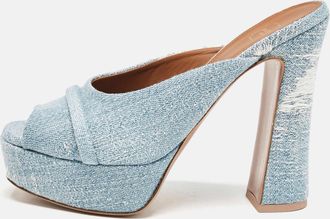 Malone Souliers Blue Denim Yasmin Platform Mules