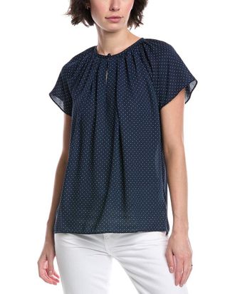Brooks Brothers Pleated Keyhole Blouse