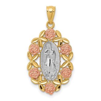 Diamond2Deal 14k Two-tone Gold White Rhodium Guadalupe Pendant