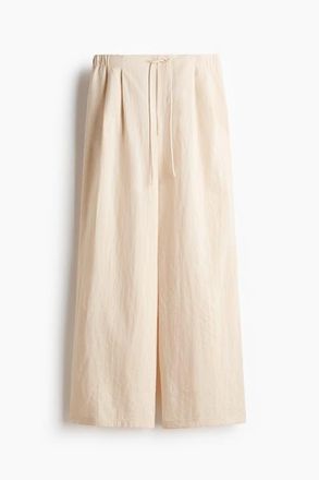 H&M Wide Drawstring Trousers in Light Beige at Nordstrom, Size X-Small